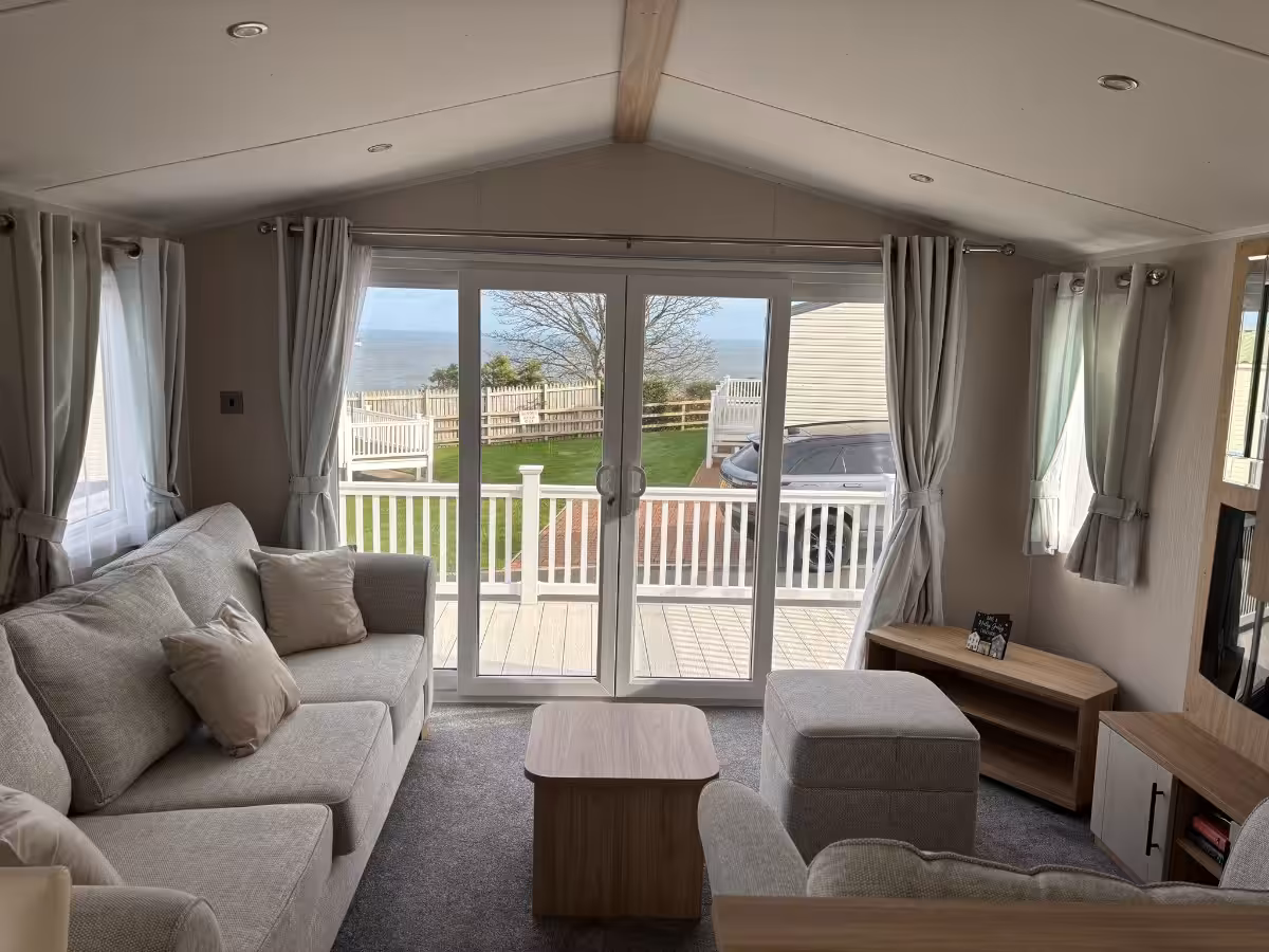 2024 Willerby Manor Green Range view from living room toward patio doors