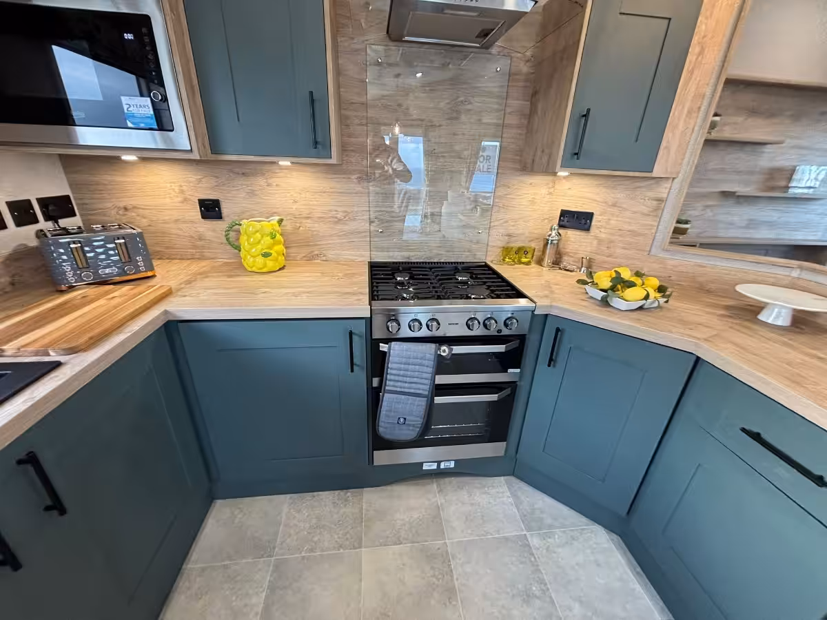 Modern kitchen view in 2026 ABI Kielder Lodge for sale at Elm Bank Coastal Park