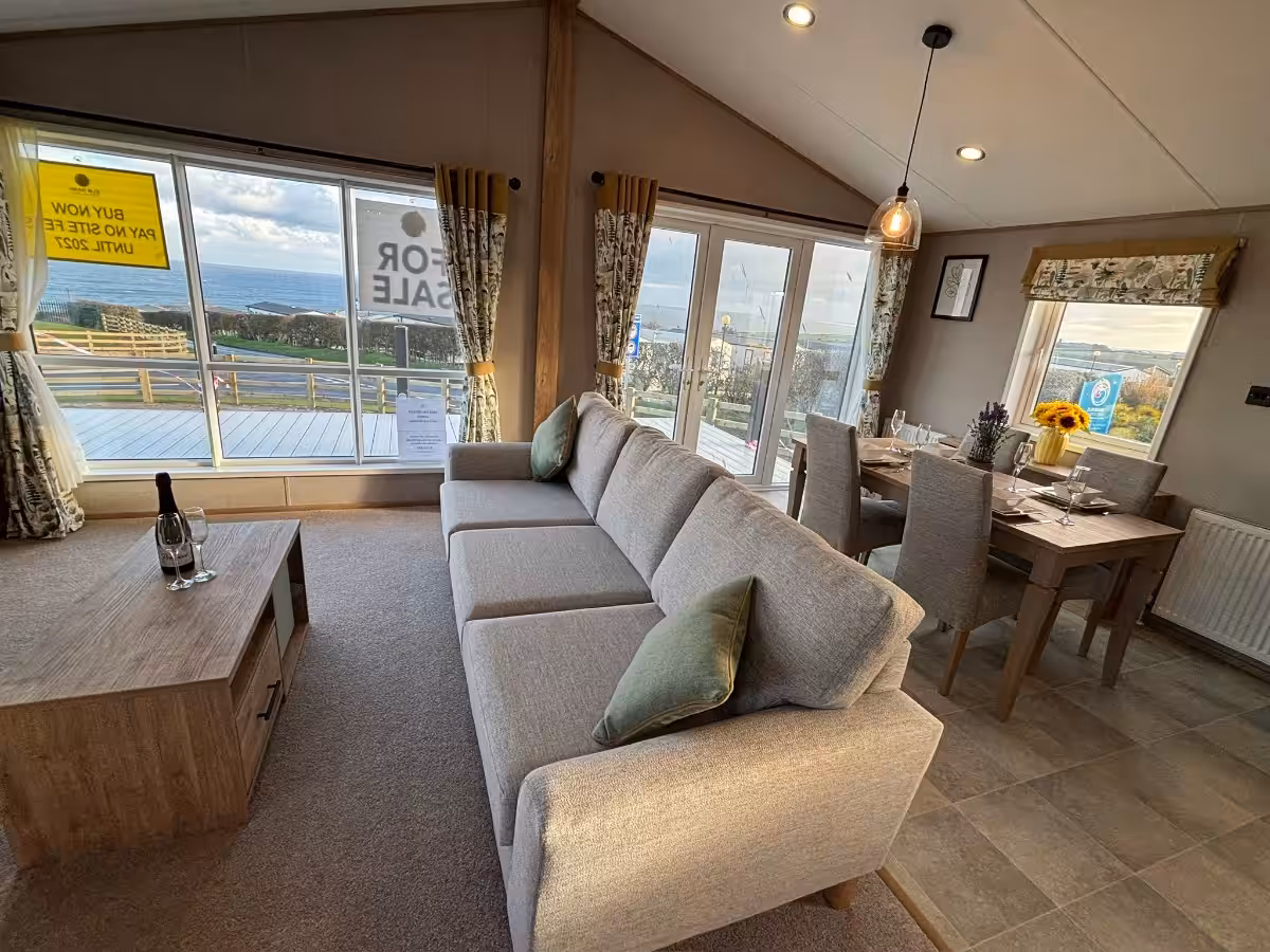 Living room area outward in 2026 ABI Kielder Lodge for sale at Elm Bank Coastal Park, Berwick-upon-Tweed