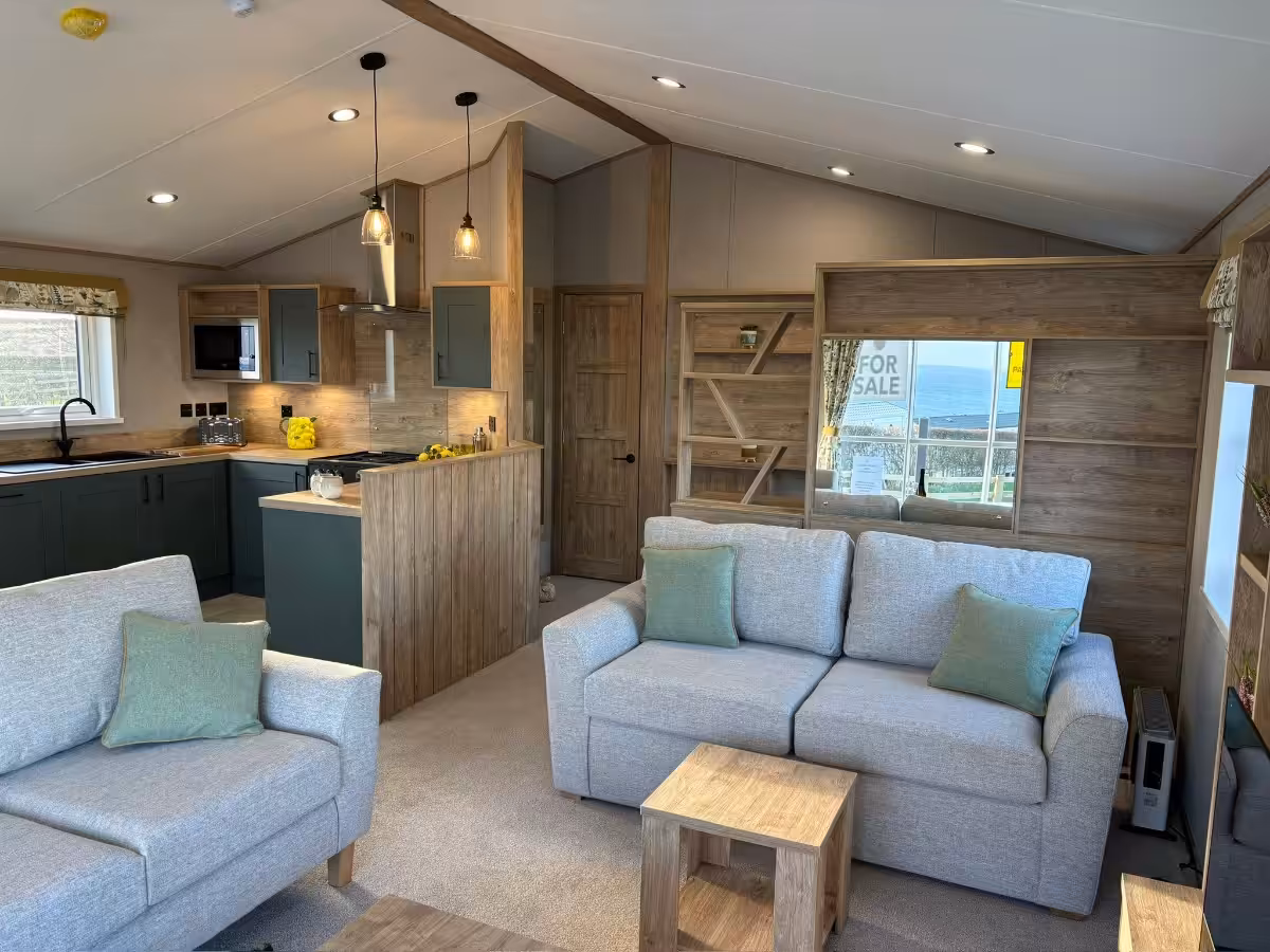 Living room area in 2026 ABI Kielder Lodge for sale at Elm Bank Coastal Park, Berwick-upon-Tweed