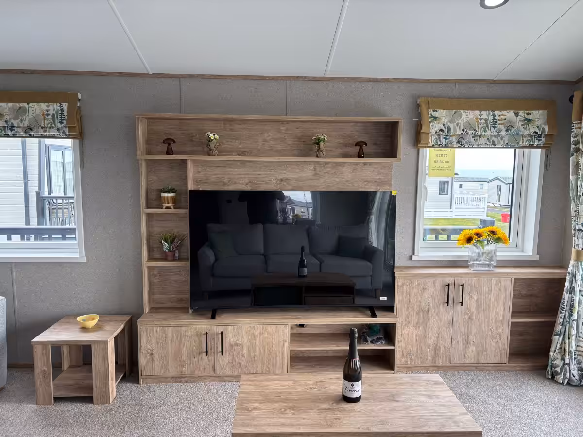 2026 kielder lodge spacious living room for sale at Elm Bank coastal park in Berwick, Northumberland