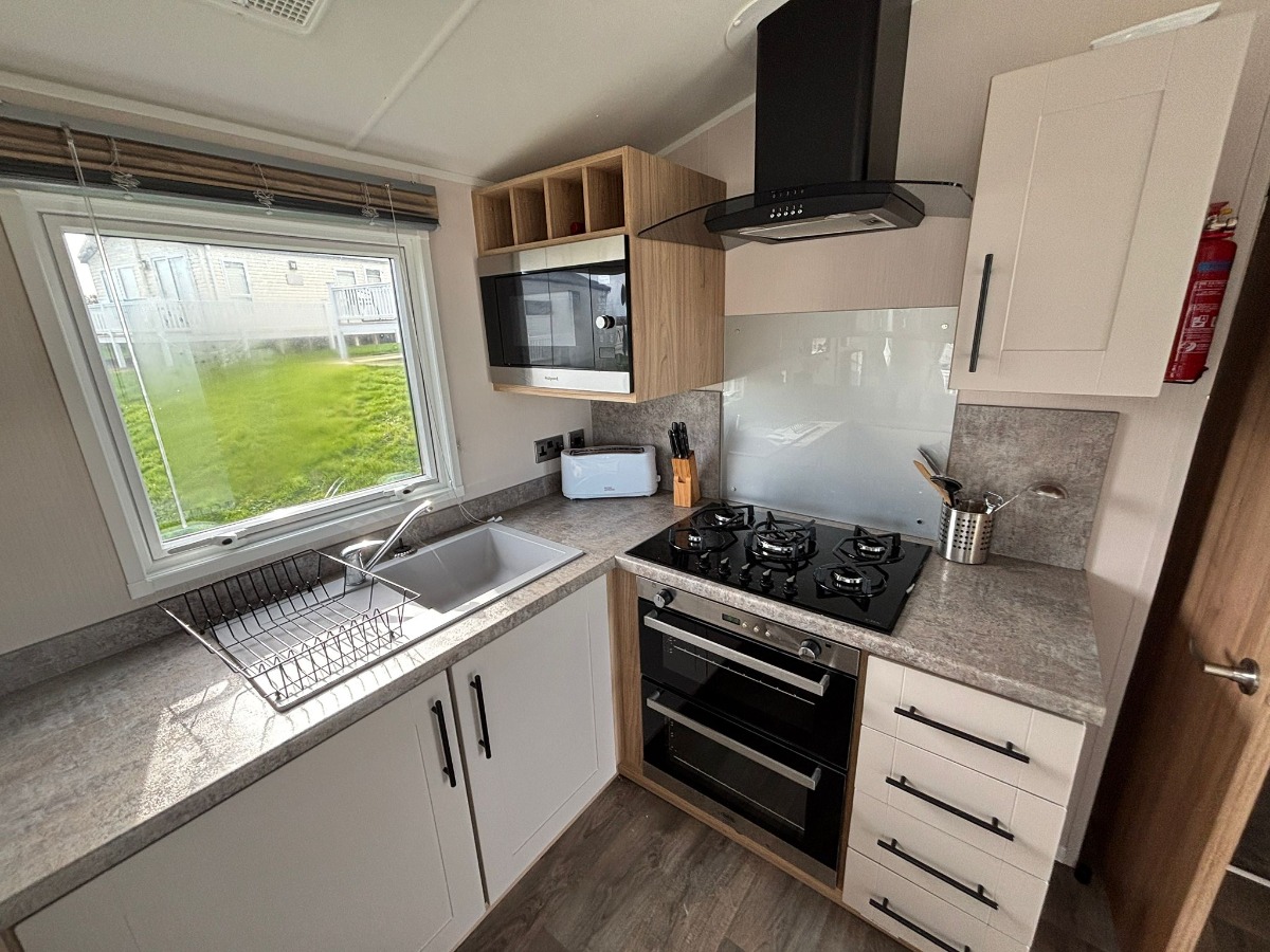 2024 Willerby Manor Green Range kitchen area wide angle view