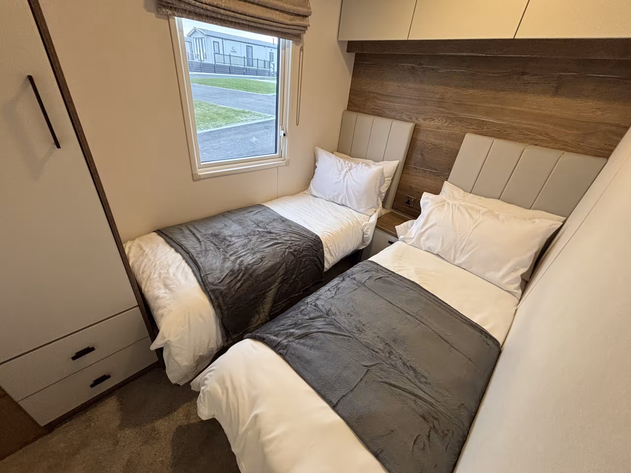Twin room in the 2023 Atlas Status on sale at Elm Bank Coastal Park in Berwick-upon-Tweed, Northumberland.