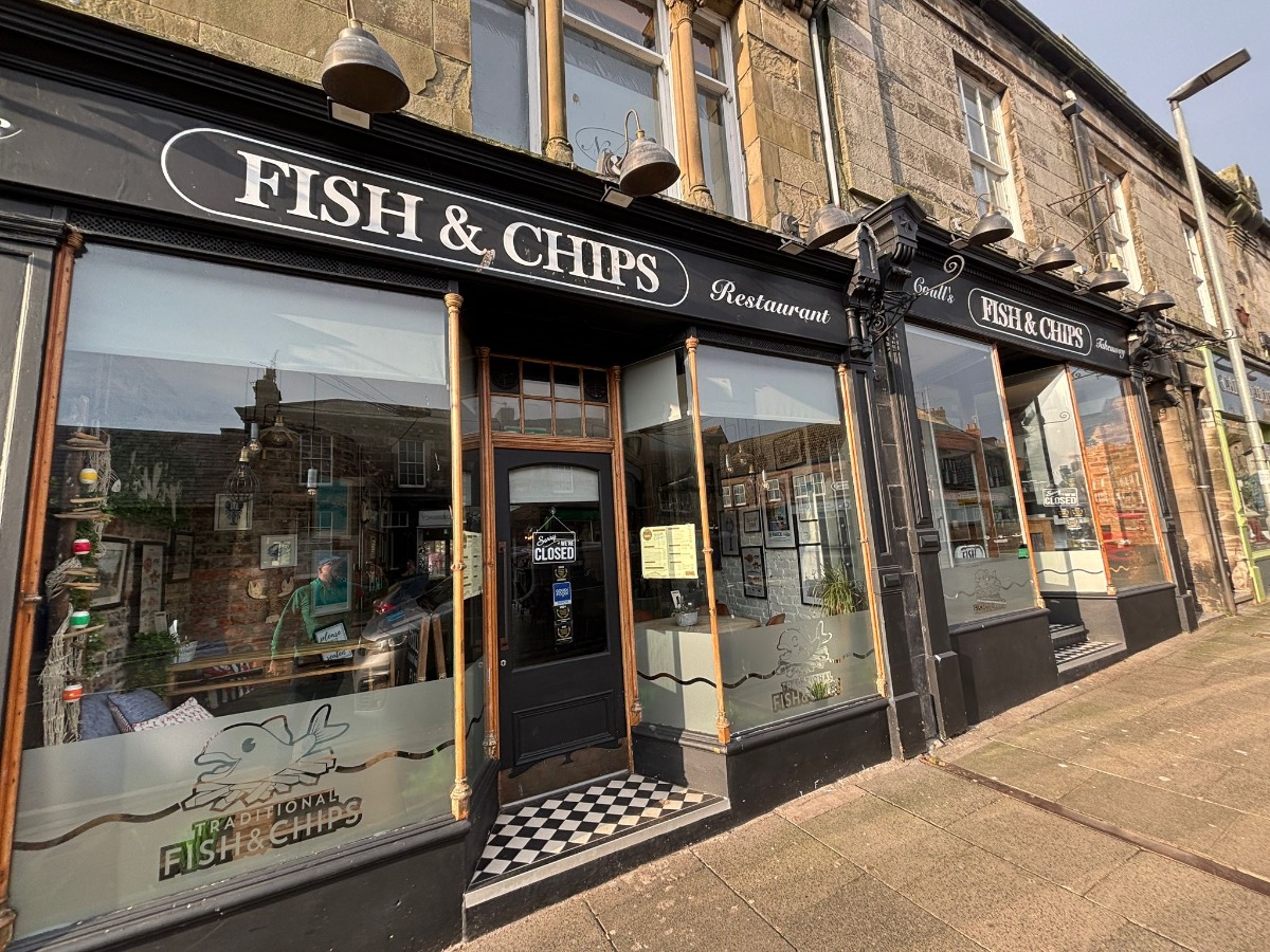 Coull's Fish Restaurant in Berwick, a short drive from Elm Bank Coastal Park